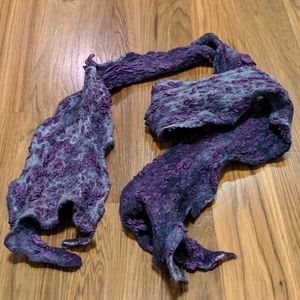 Gina Pannorfi skinny silk purple and grey scarf